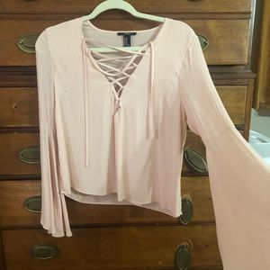 Bell sleeve cross cross top